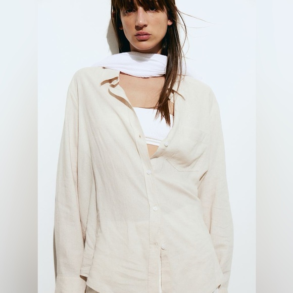 H&M LINEN SHIRT L - Picture 1 of 4